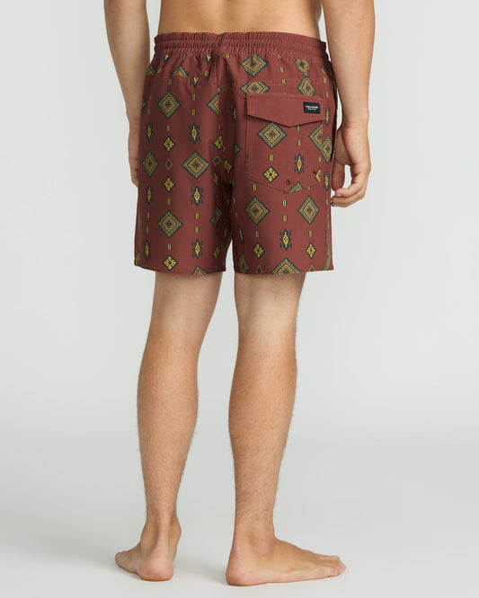 Men's Lido Print 16" Trunks-Mahogany-Volcom