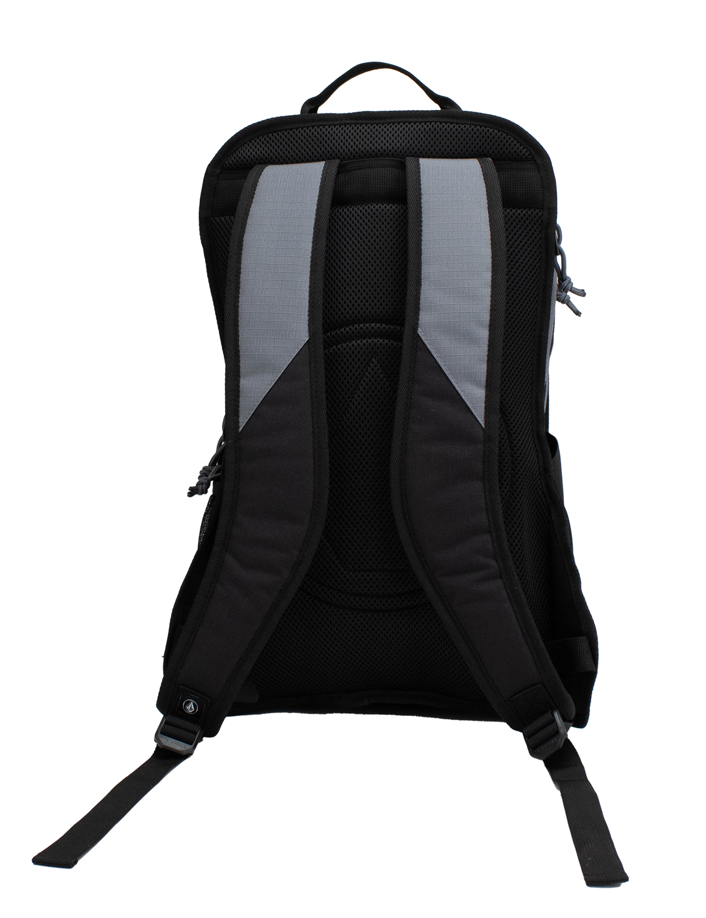 The Volcom Men's Boundary Backpack is displayed from the back against a white background, featuring two padded shoulder straps and a top carrying handle.