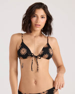 Women's Bright & Sol Tie Front Triangle Top-Black Bronze-Volcom