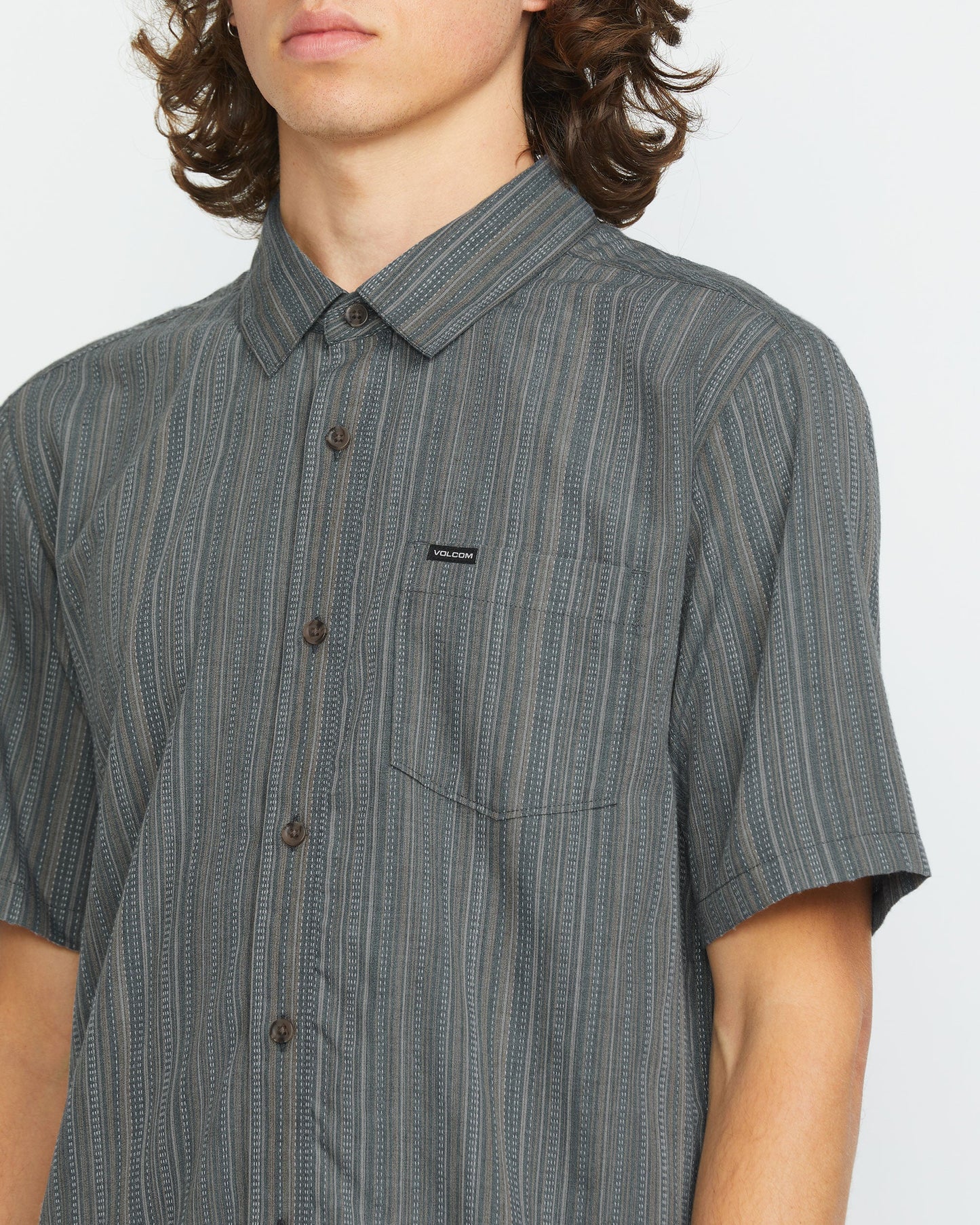 Men's Jahstripe Short Sleeve-Dark Slate-Volcom