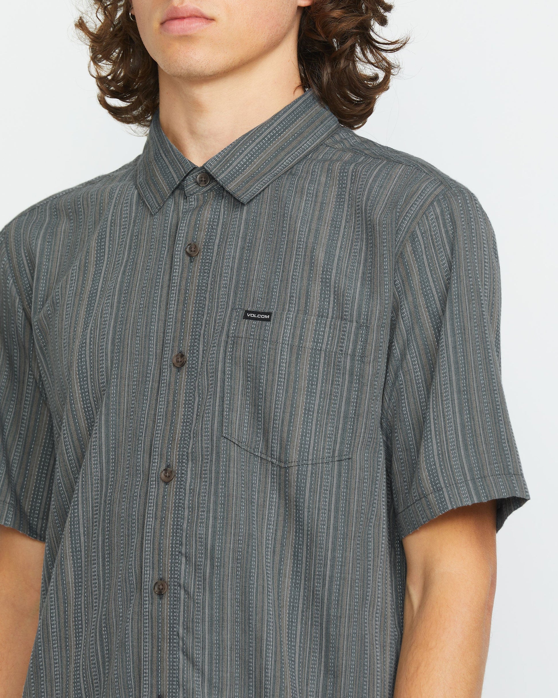 Men's Jahstripe Short Sleeve-Dark Slate-Volcom