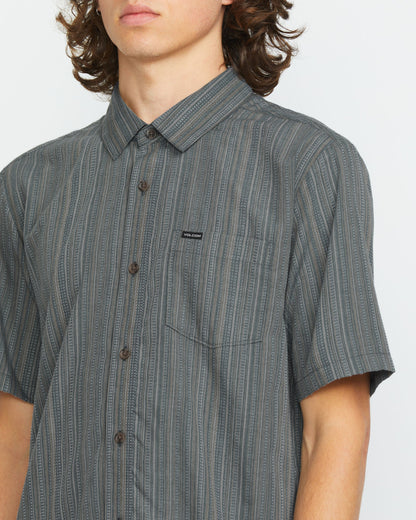 Men's Jahstripe Short Sleeve-Dark Slate-Volcom
