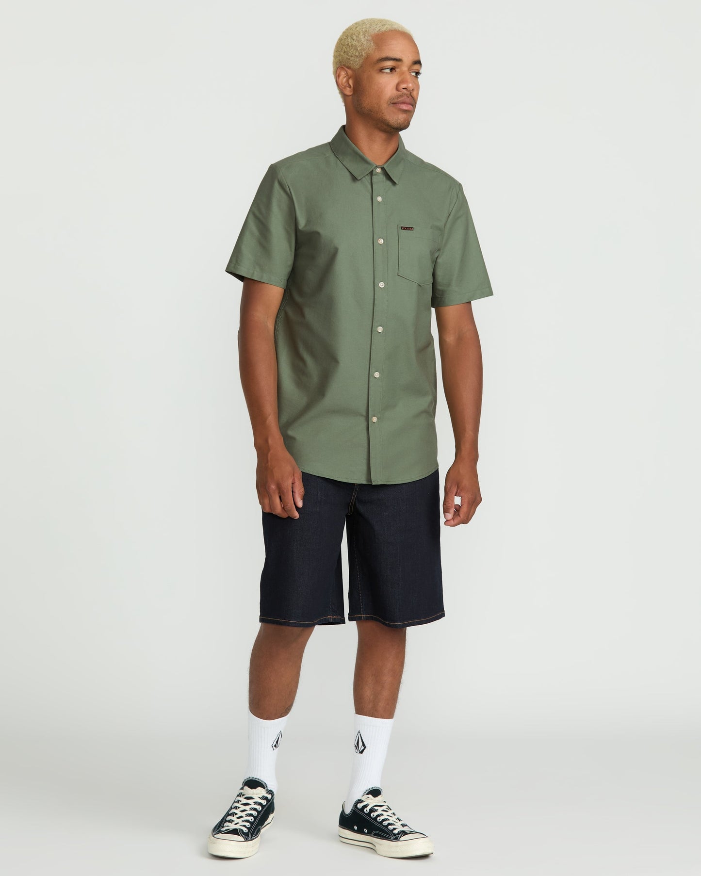 Men's Veeco Oxford Short Sleeve Shirt-Light Olive-Volcom