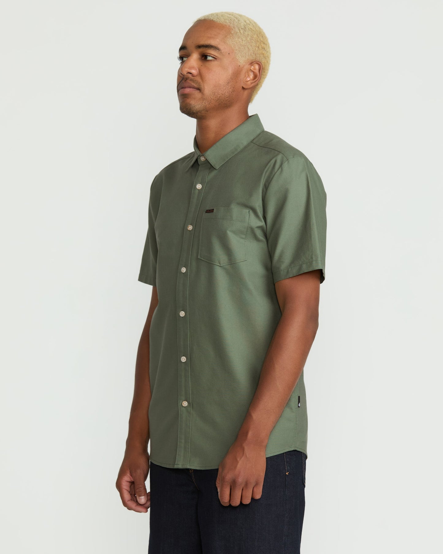 Men's Veeco Oxford Short Sleeve Shirt-Light Olive-Volcom