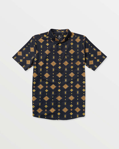 Men's Desert Dobby Short Sleeve Shirt-Black-Volcom