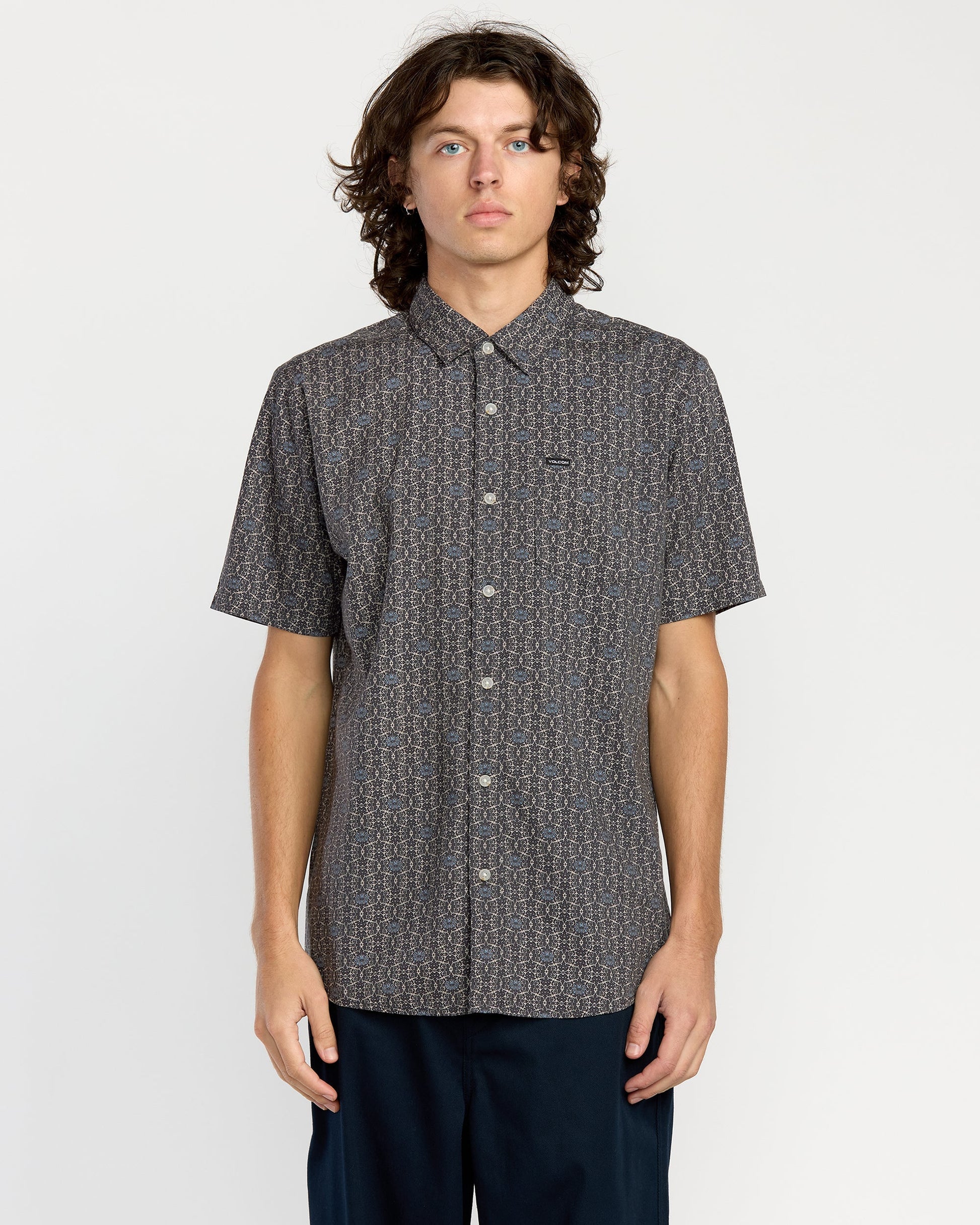 Men's Scaler Stone Woven Short Sleeve Shirt-Moonbeam-Volcom