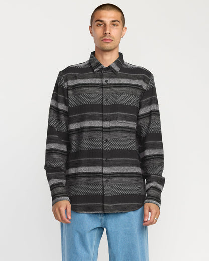 Men's Confuzzled Long Sleeve Shirt-Black-Volcom