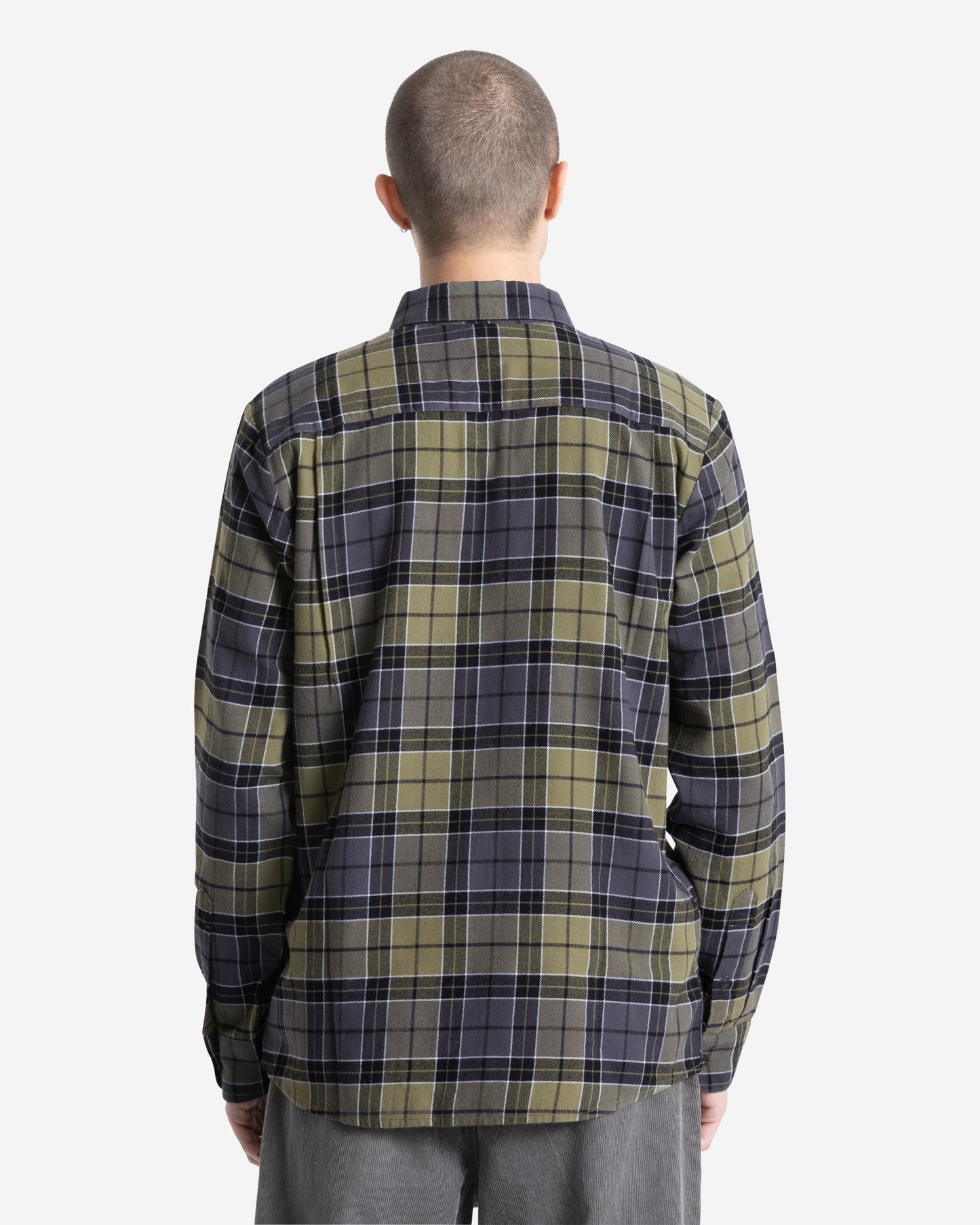 Men's Caden Plaid Long Sleeve Shirt-Dark Olive-Volcom