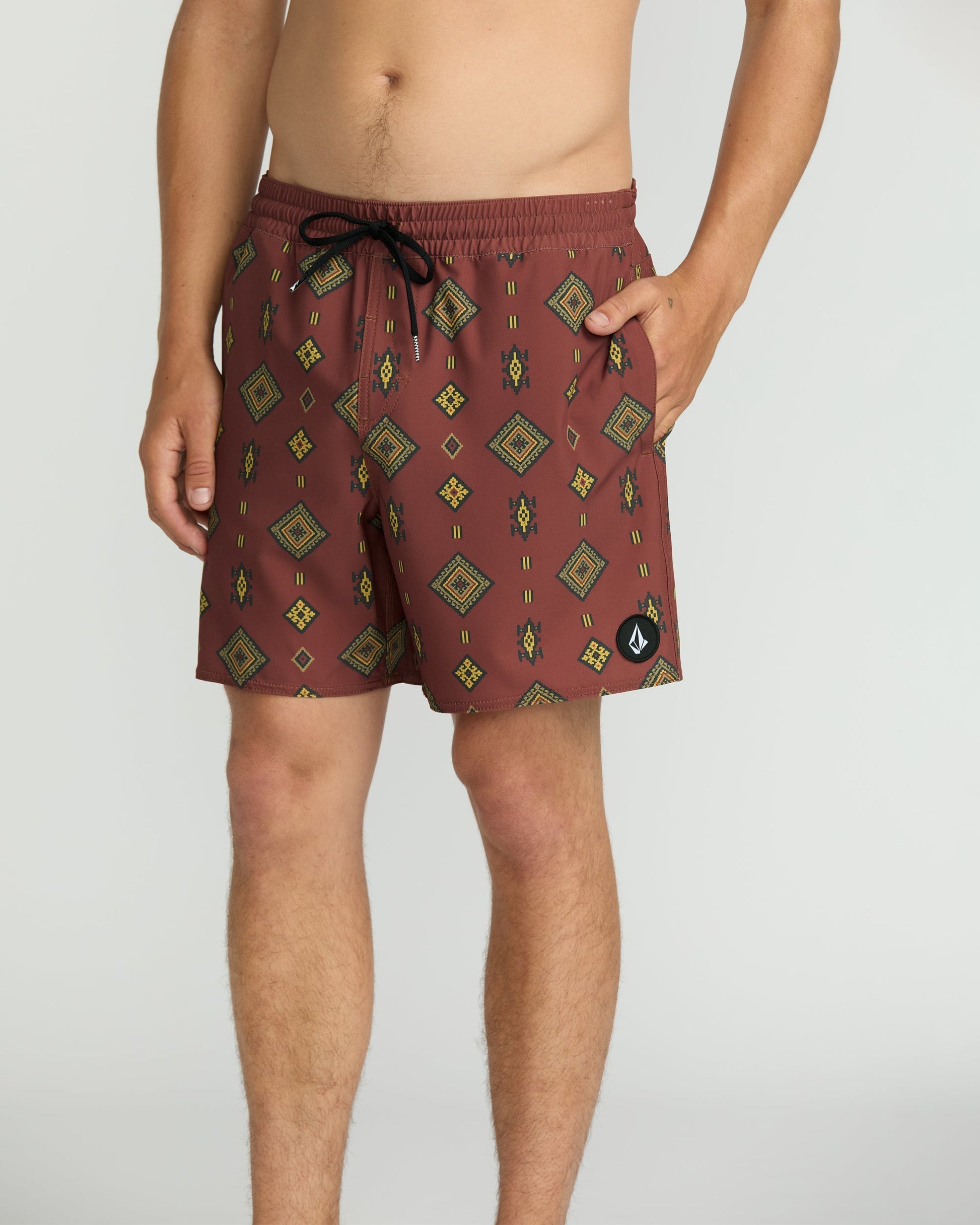Men's Lido Print 16" Trunks-Mahogany-Volcom