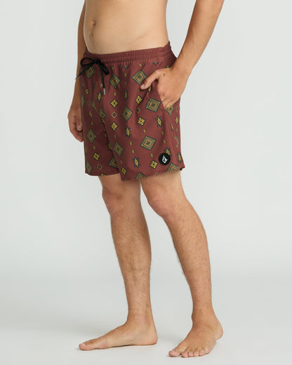 Men's Lido Print 16" Trunks-Mahogany-Volcom