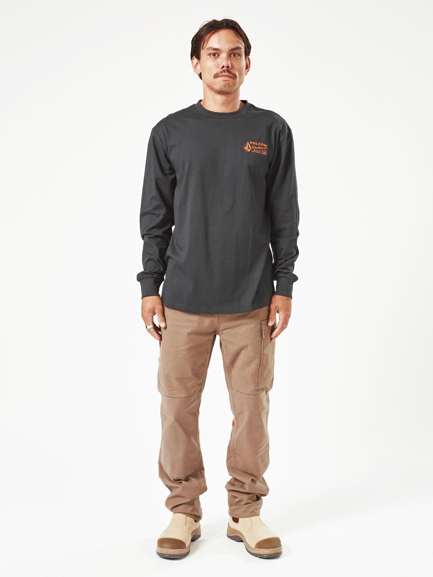 Men's Volcom Workwear Long Sleeve Shirt-Black-Volcom