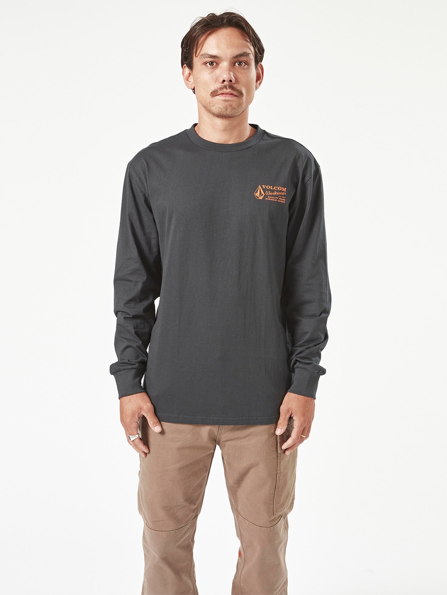 Men's Volcom Workwear Long Sleeve Shirt-Black-Volcom