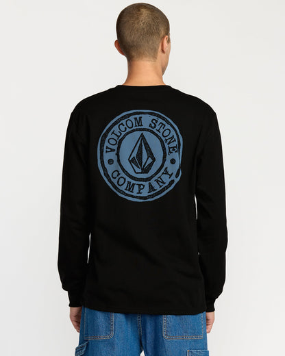 Men's Logo Stamp Long Sleeve Tee-Black-Volcom
