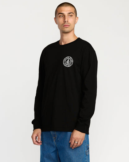 Men's Logo Stamp Long Sleeve Tee-Black-Volcom