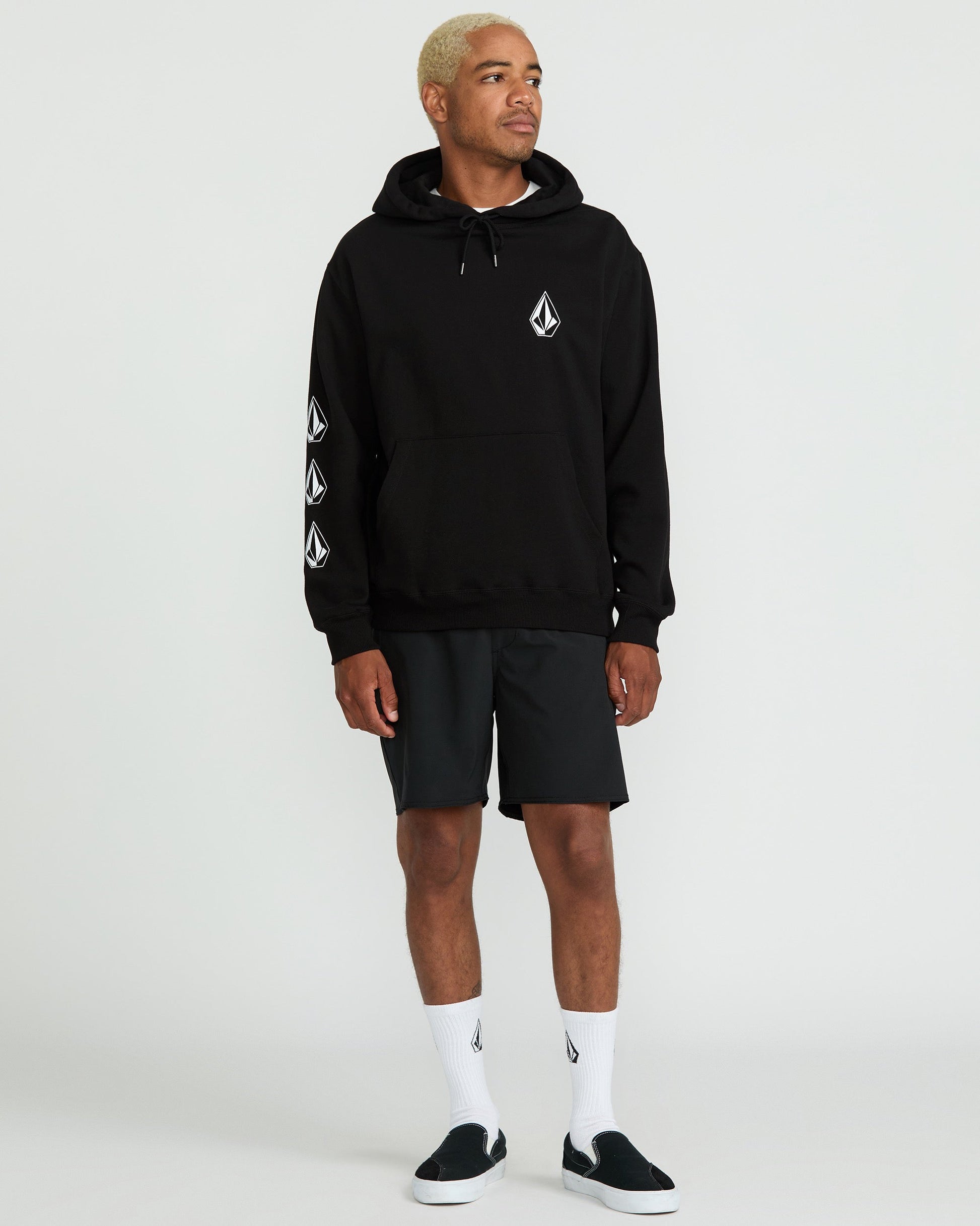 Men's Iconic Stone Hoodie-Black-Volcom