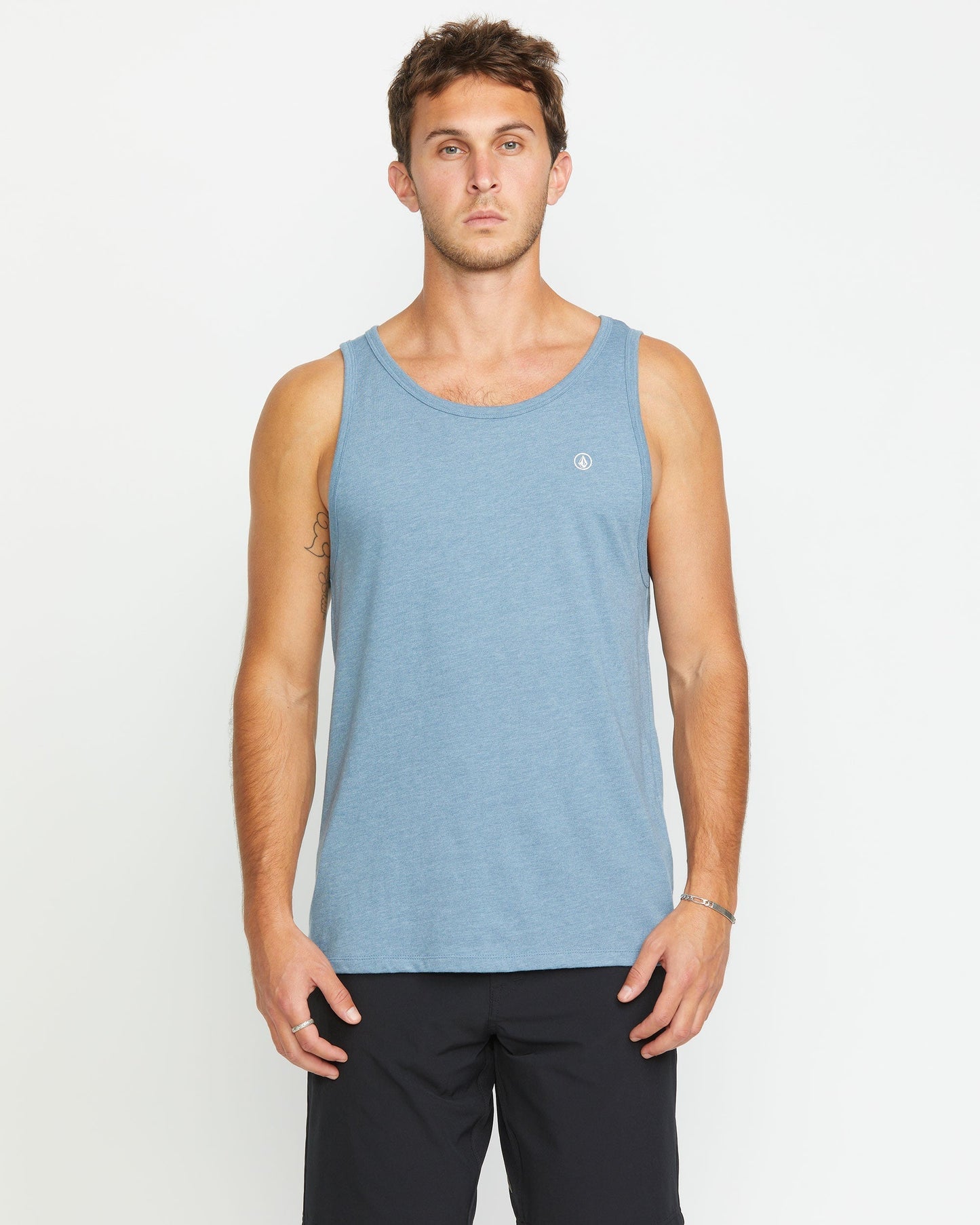 Men's Solid Heather Tank-Stormy Blue-Volcom