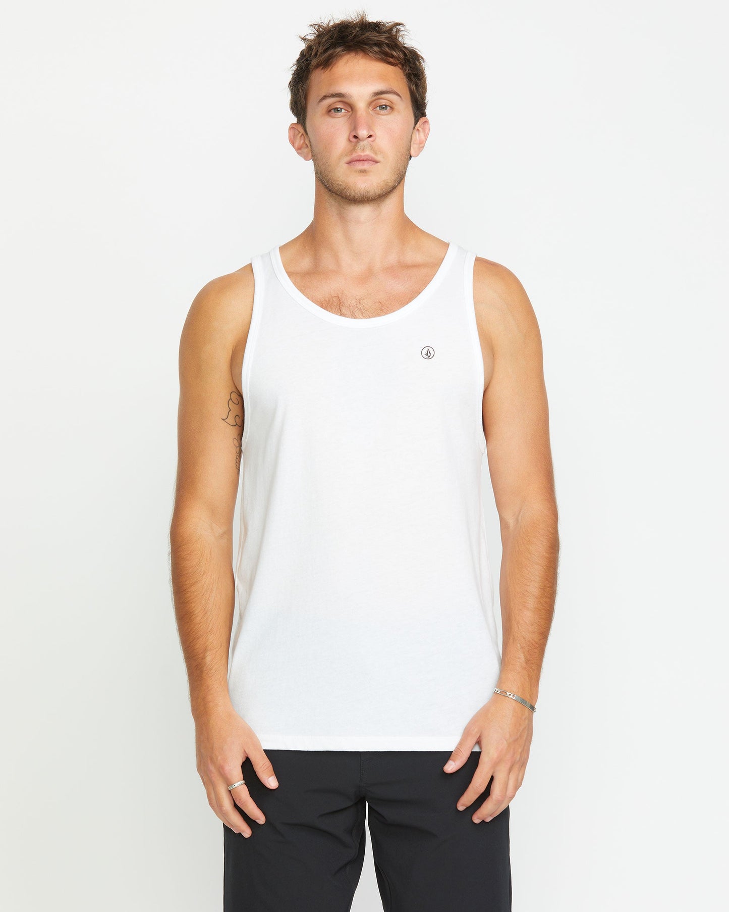 Men's Solid Heather Tank-White-Volcom
