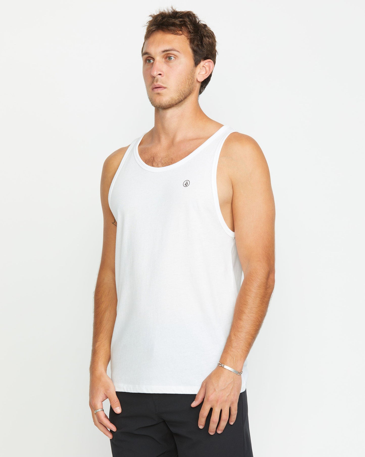 Men's Solid Heather Tank-White-Volcom