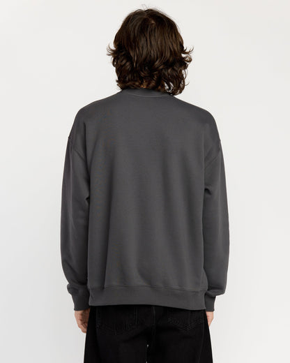 Men's Single Stone Pw Crew-Asphalt Black-Volcom