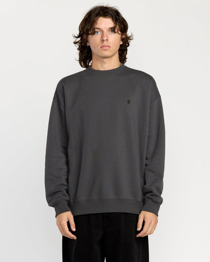 Men's Single Stone Pw Crew-Asphalt Black-Volcom
