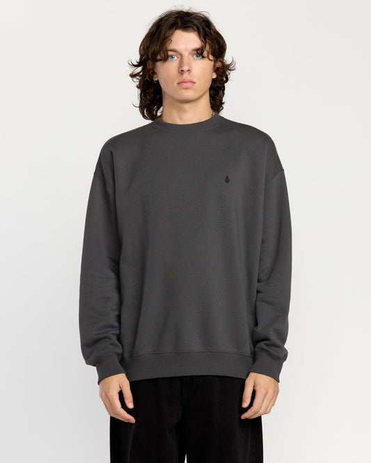 Men's Single Stone Pw Crew-Asphalt Black-Volcom