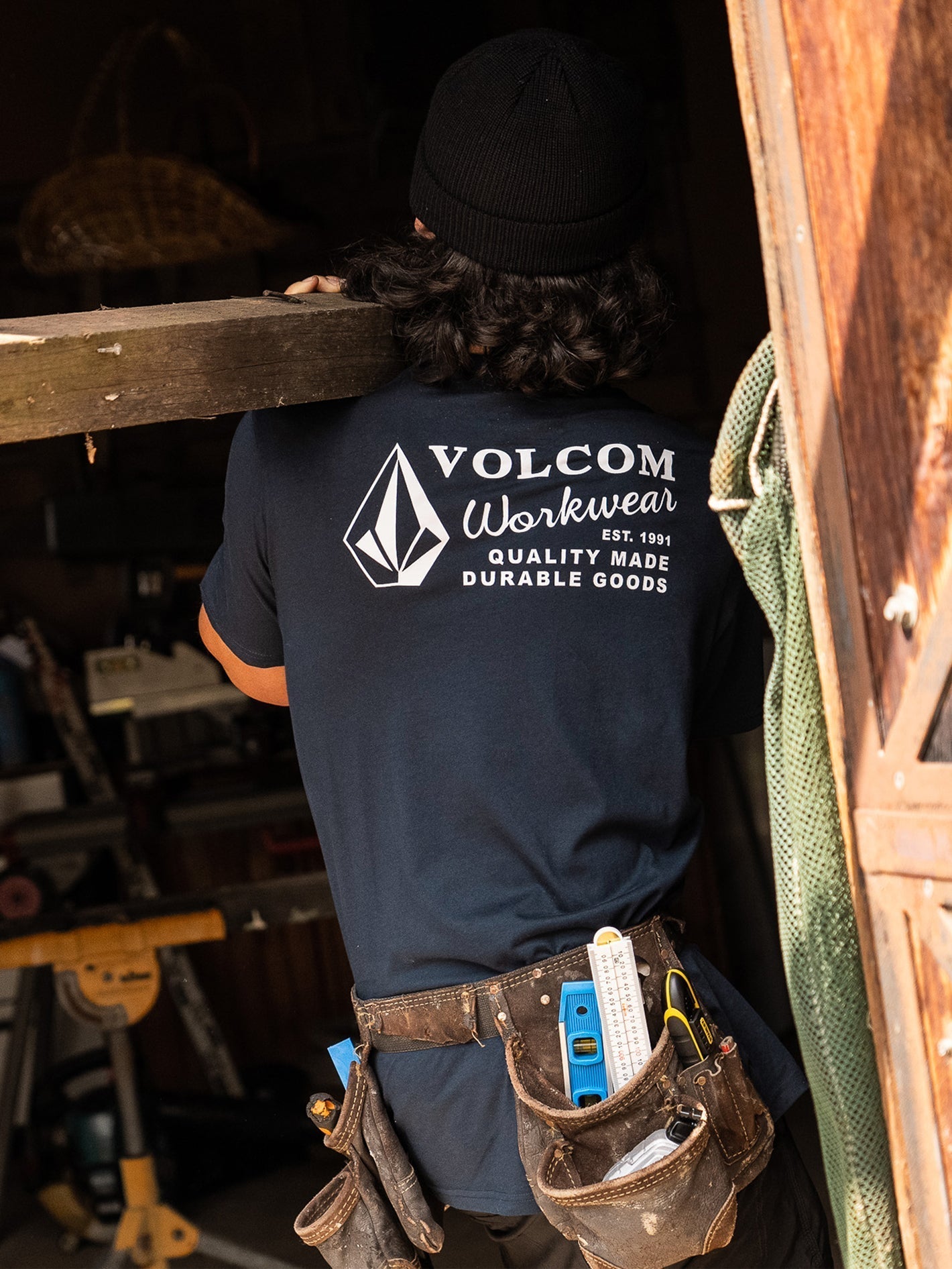 Men's Volcom Workwear Short Sleeve Tee-Navy-Volcom