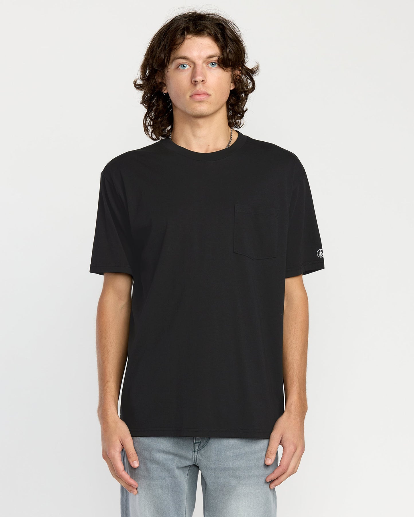 Men's Solid Short Sleeve Pocket Tee-Black-Volcom