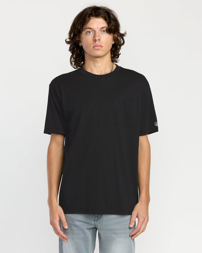 Men's Solid Short Sleeve Pocket Tee-Black-Volcom