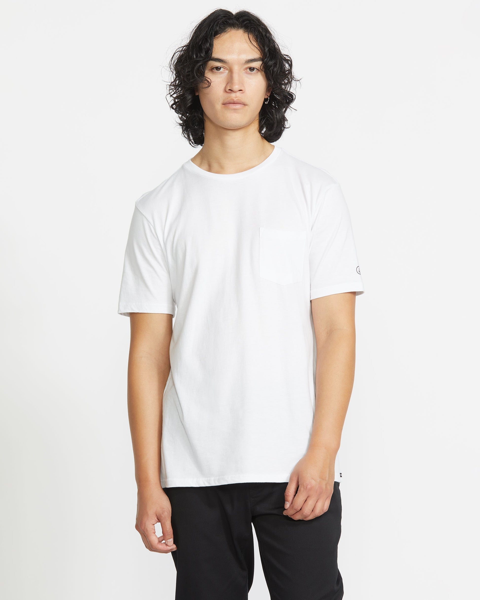 Men's Solid Short Sleeve Pocket Tee-White-Volcom