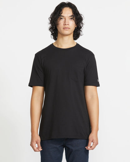 Men's Solid Short Sleeve Shirt Pocket Tee-Black-Volcom