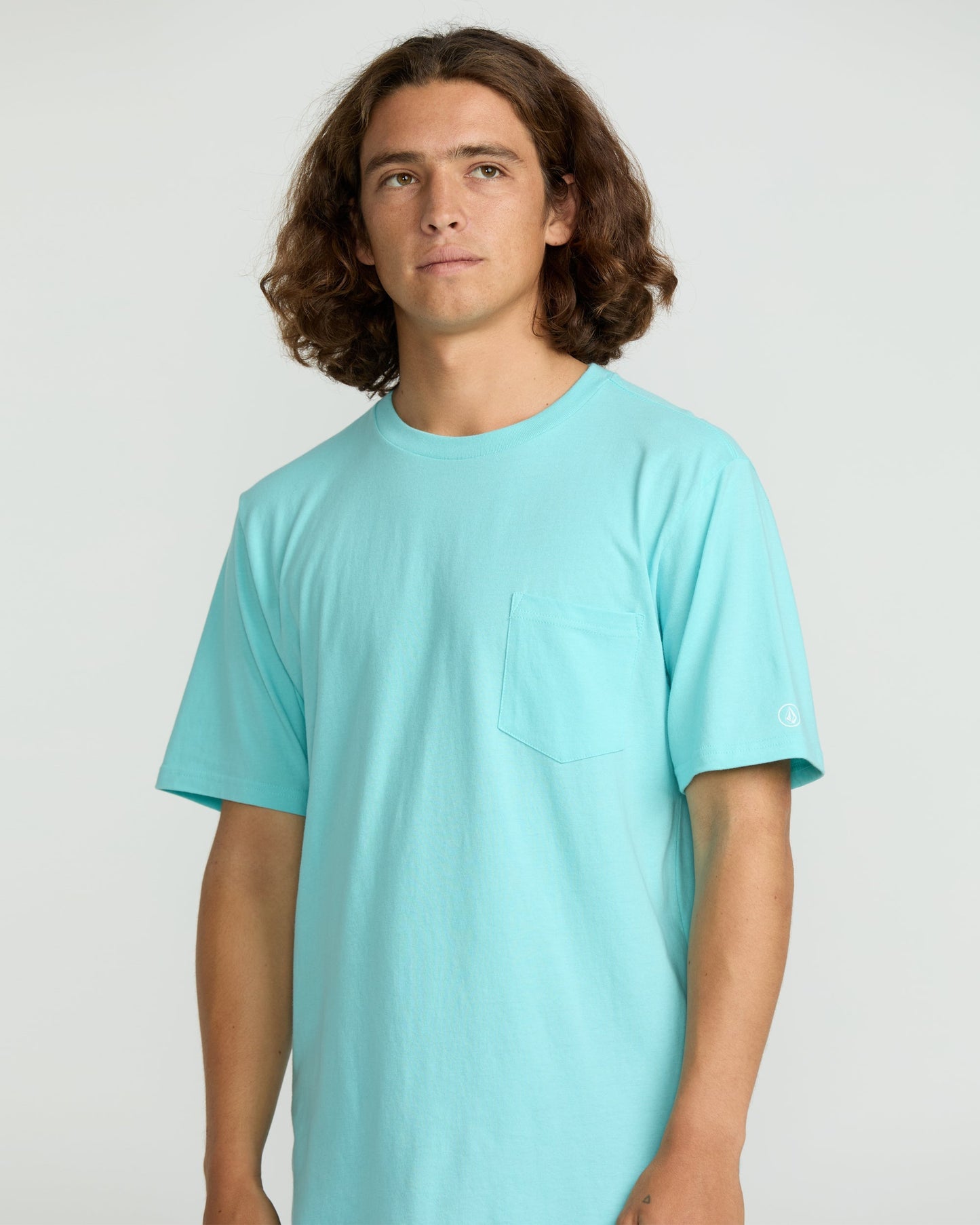 Men's Solid Short Sleeve Shirt Pocket Tee-Poolside-Volcom