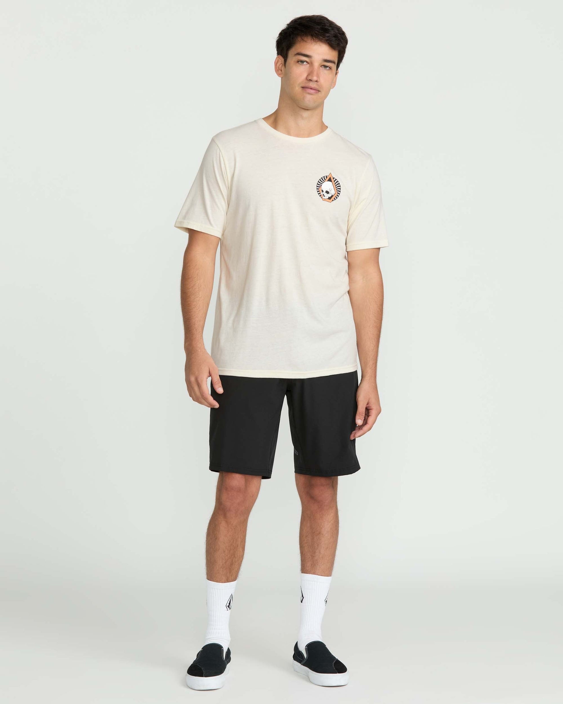 Men's Arched Short Sleeve Tee-Off White Heather-Volcom