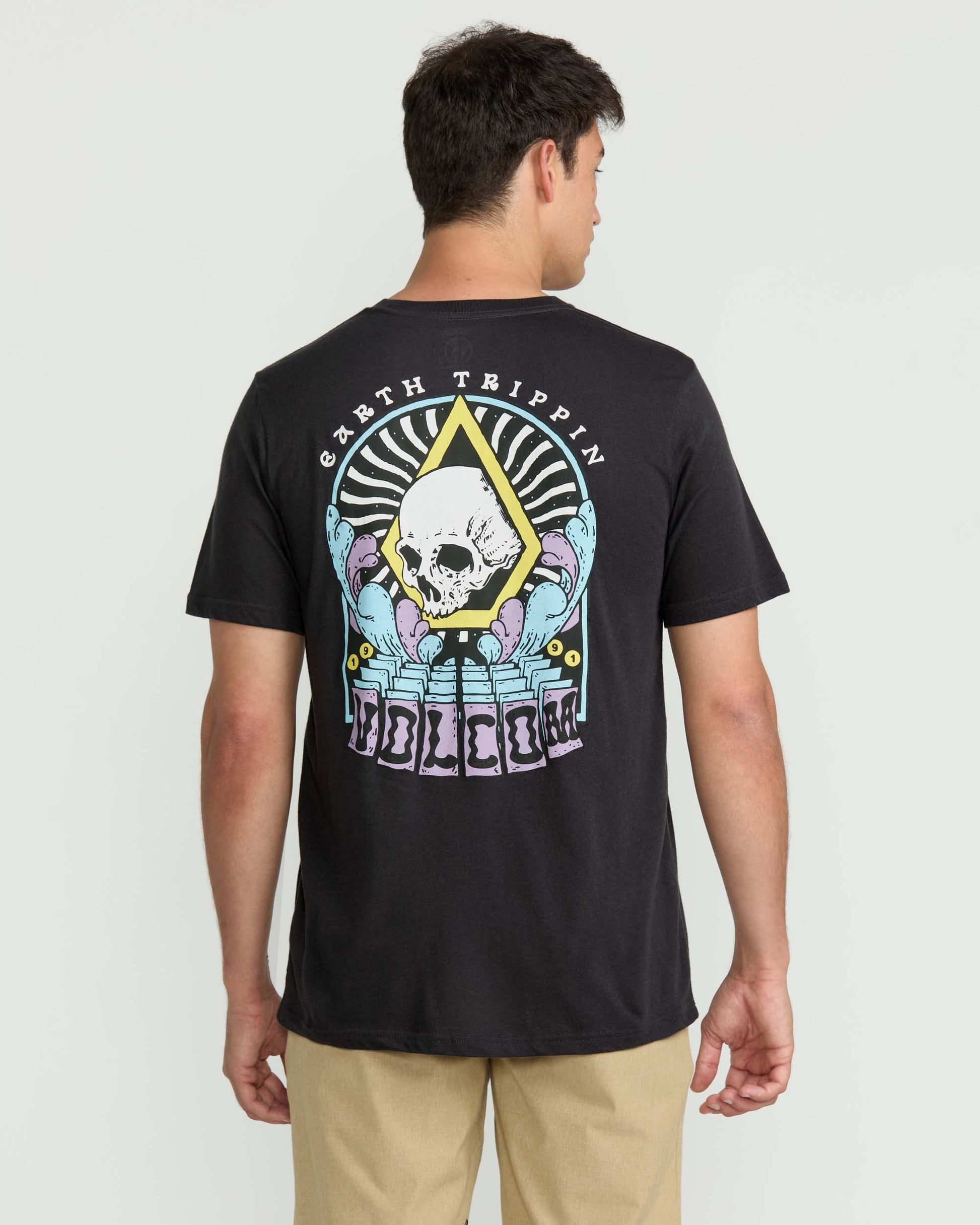 Men's Arched Short Sleeve Tee-Washed Black Heather-Volcom
