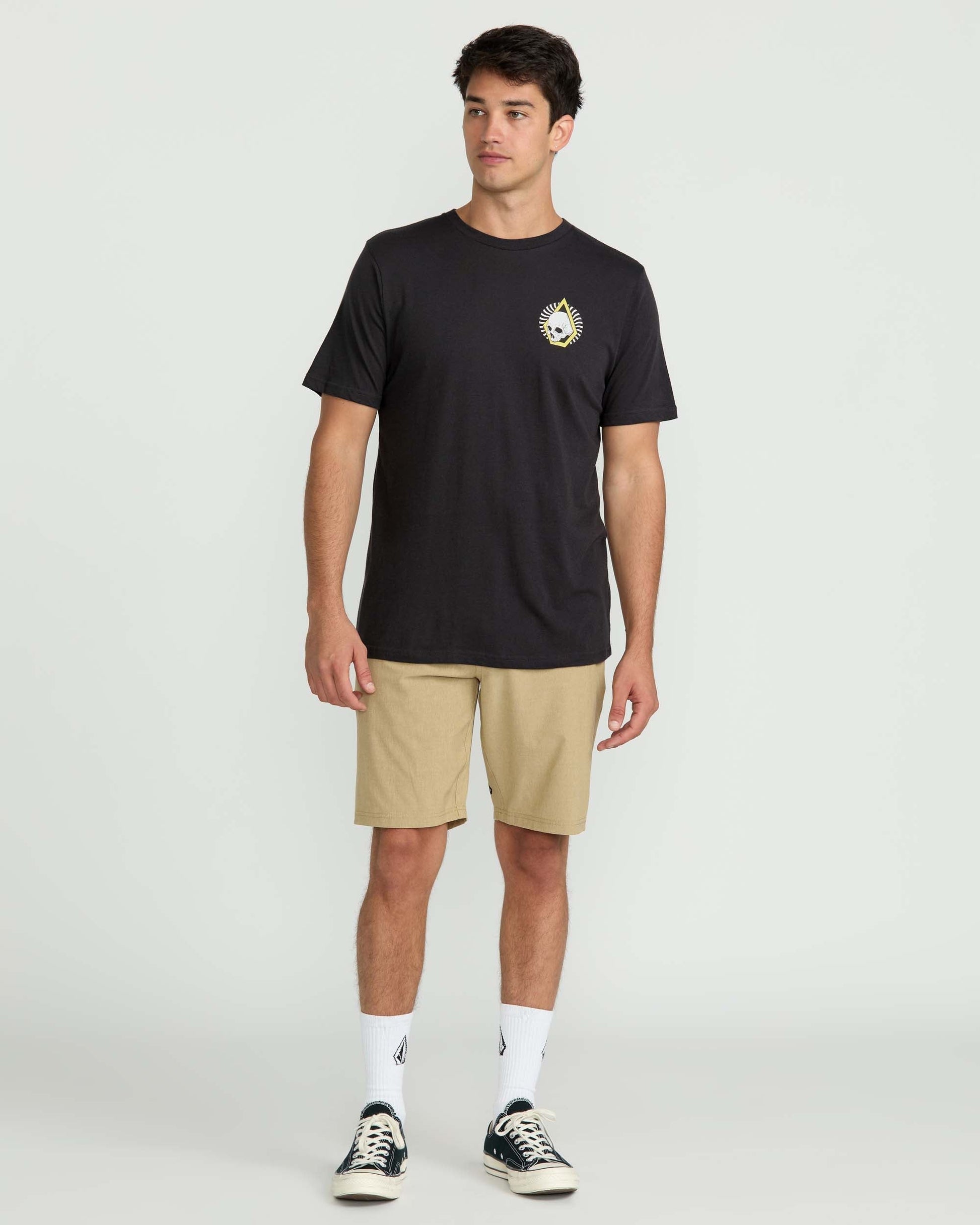 Men's Arched Short Sleeve Tee-Washed Black Heather-Volcom