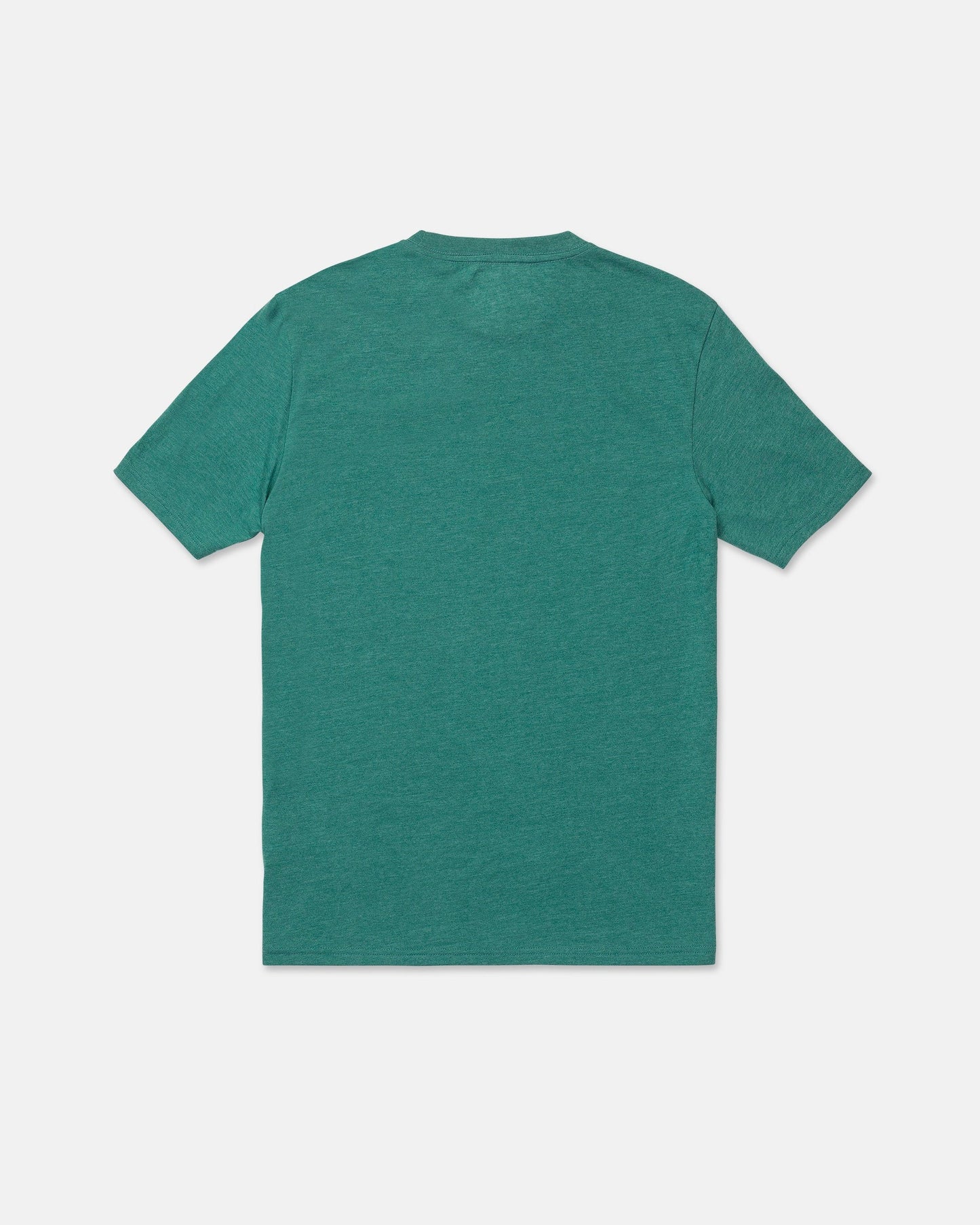 A Volcom Men's Line Feld Short Sleeve Tee in plain green, modern fit, is laid flat and shown from the back against a white background.