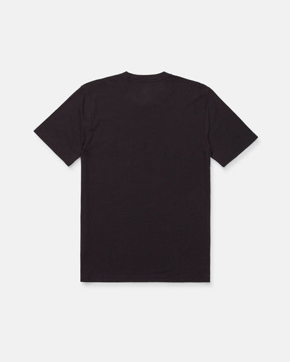 The Men's Dizzy Down Short Sleeve Tee by Volcom in Washed Black Heather is displayed flat and viewed from the back against a white background. Featuring a modern fit, this t-shirt delivers understated style and everyday comfort.