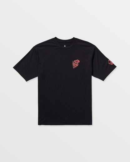 Men's Wavvyyy Surf Short Sleeve Rashguard-Black-Volcom