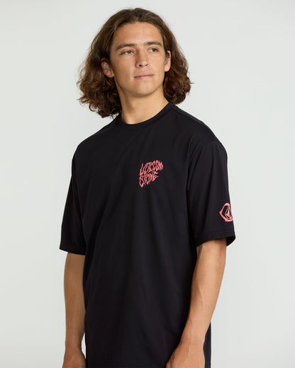 Men's Wavvyyy Surf Short Sleeve Rashguard-Black-Volcom