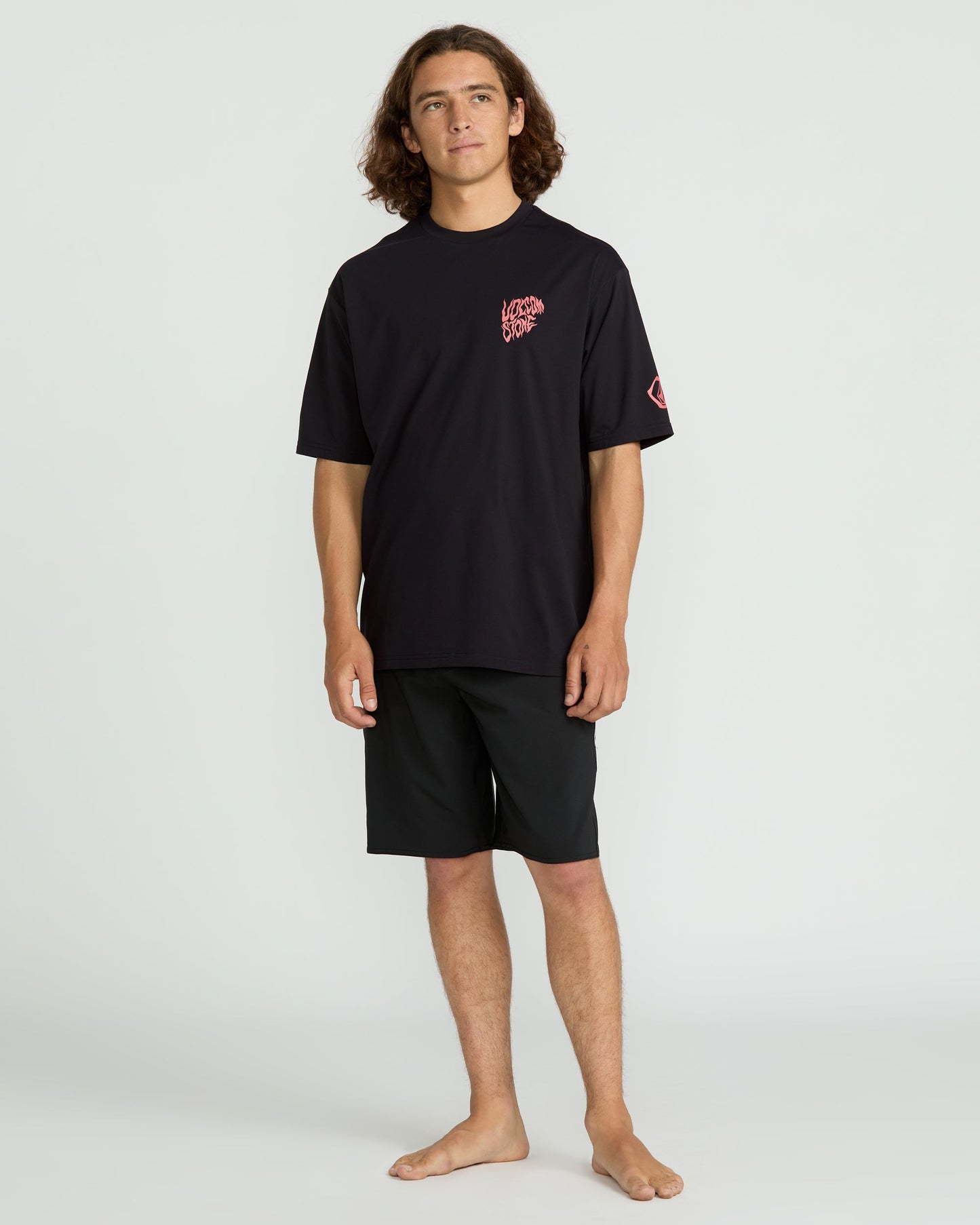 Men's Wavvyyy Surf Short Sleeve Rashguard-Black-Volcom