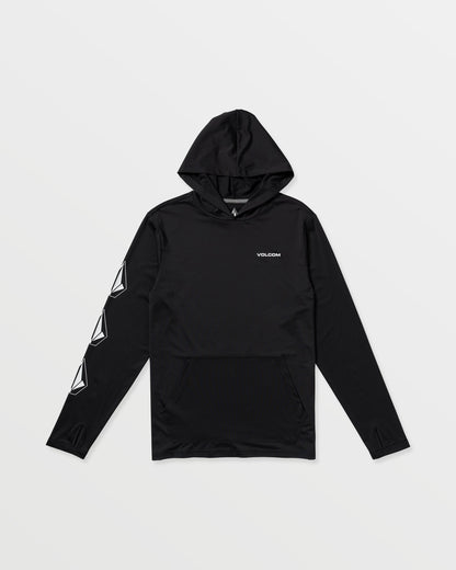 Men's Largee Iconic Hood Long Sleeve Rashguard-Black-Volcom