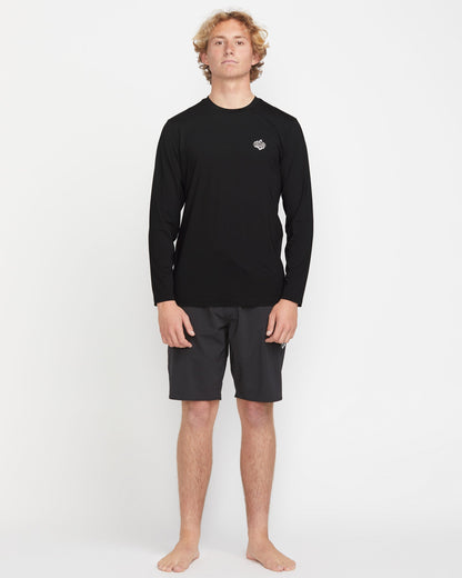 Men's Oval Track Loose Long Sleeve Surf Tee-Black-Volcom