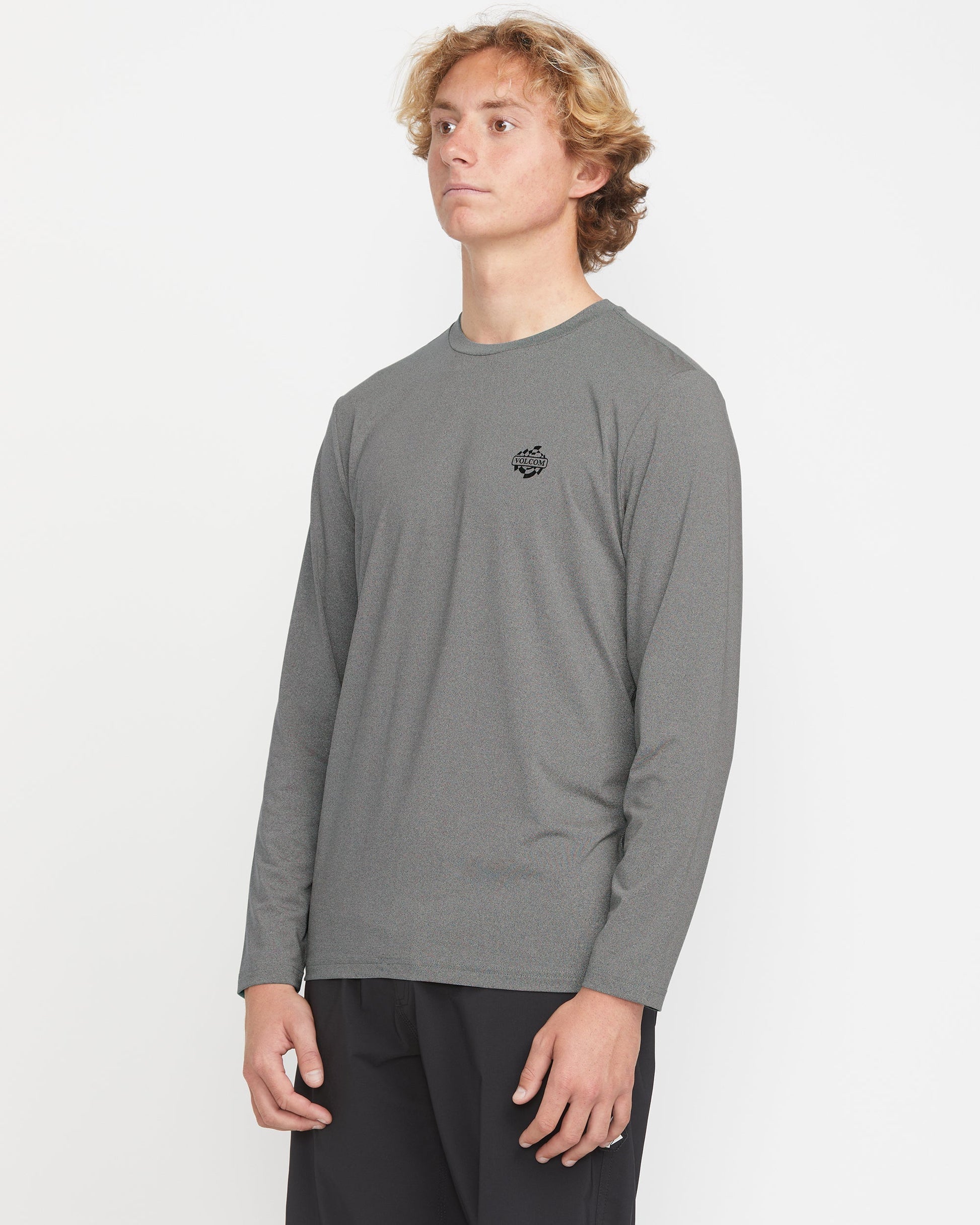 Men's Oval Track Loose Long Sleeve Surf Tee-Heather Grey-Volcom
