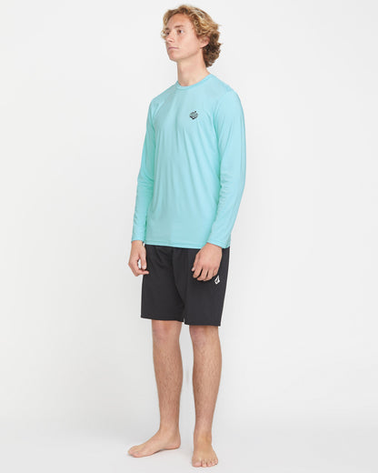 Men's Oval Track Loose Long Sleeve Surf Tee-Resin Blue-Volcom