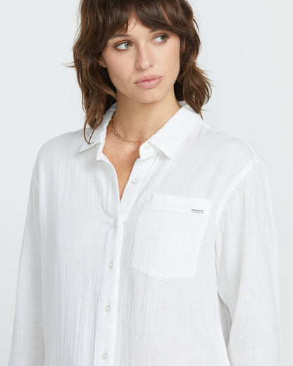 Volcom Women's Lil Button Up Long Sleeve Shirt