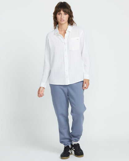 Volcom Women's Lil Button Up Long Sleeve Shirt
