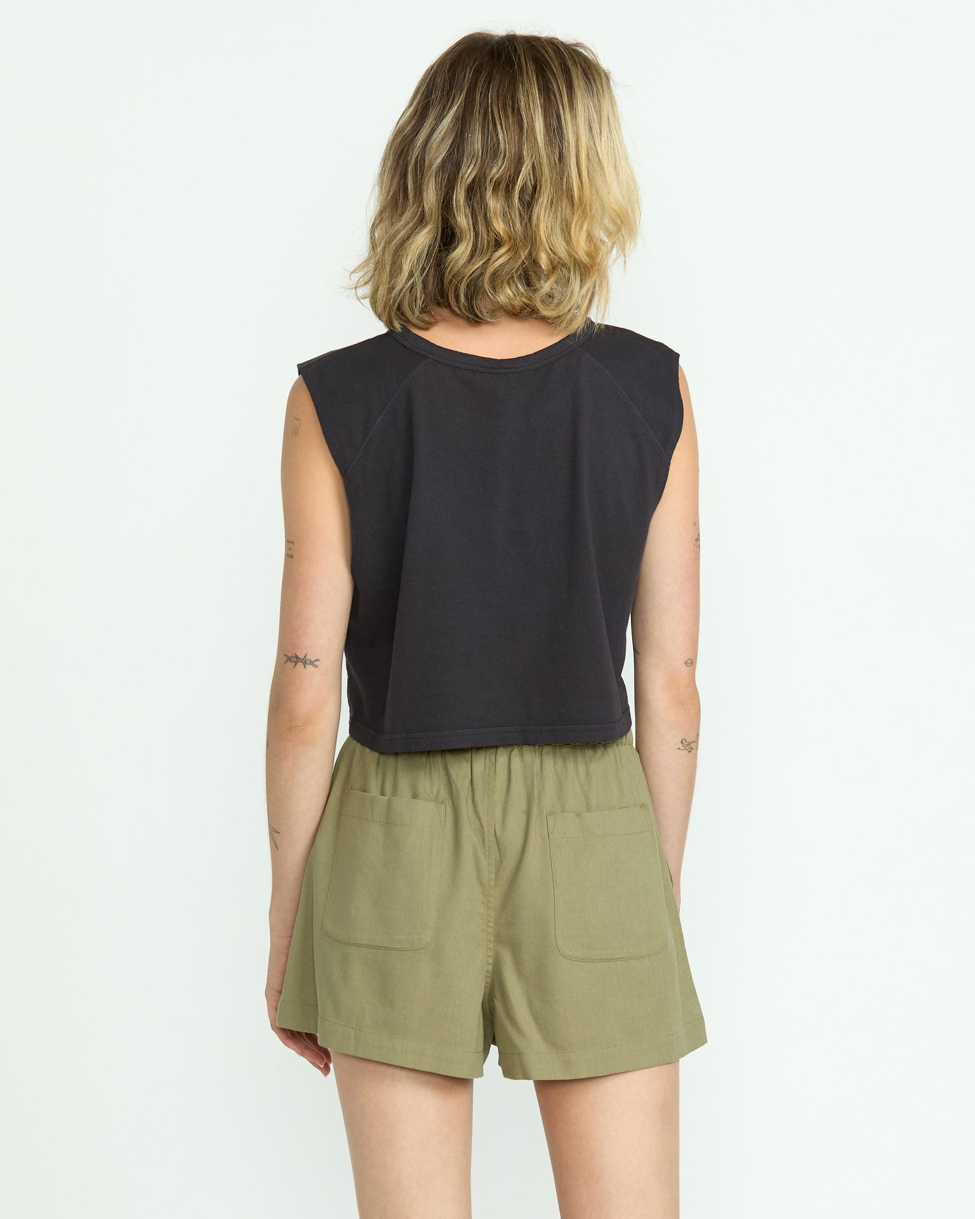 Women's Lived In Track Shorts-Light Army-Volcom