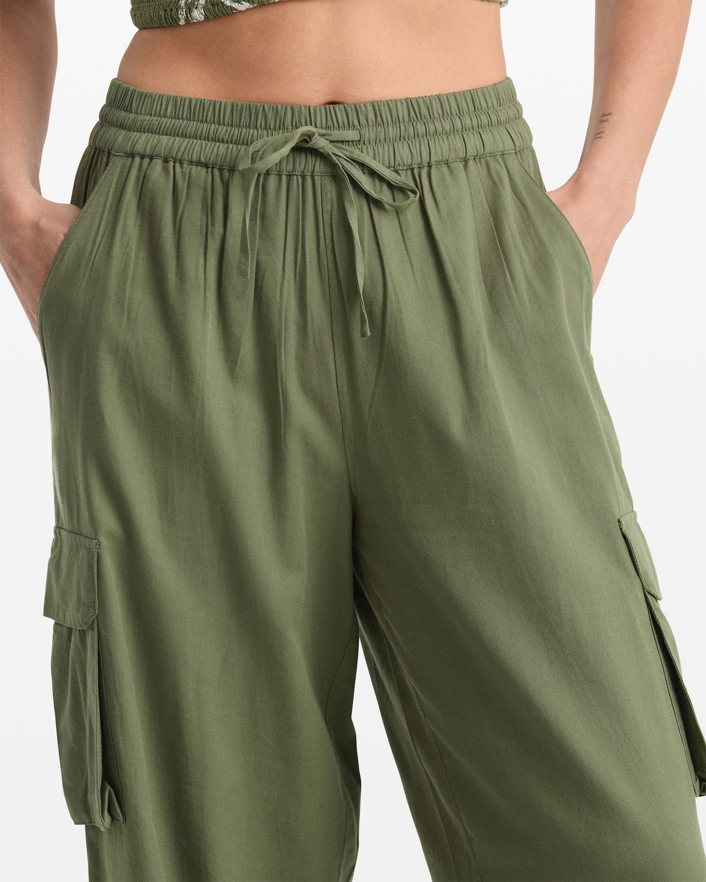Women's Lived In Beach Pants-Moss Stone-Volcom