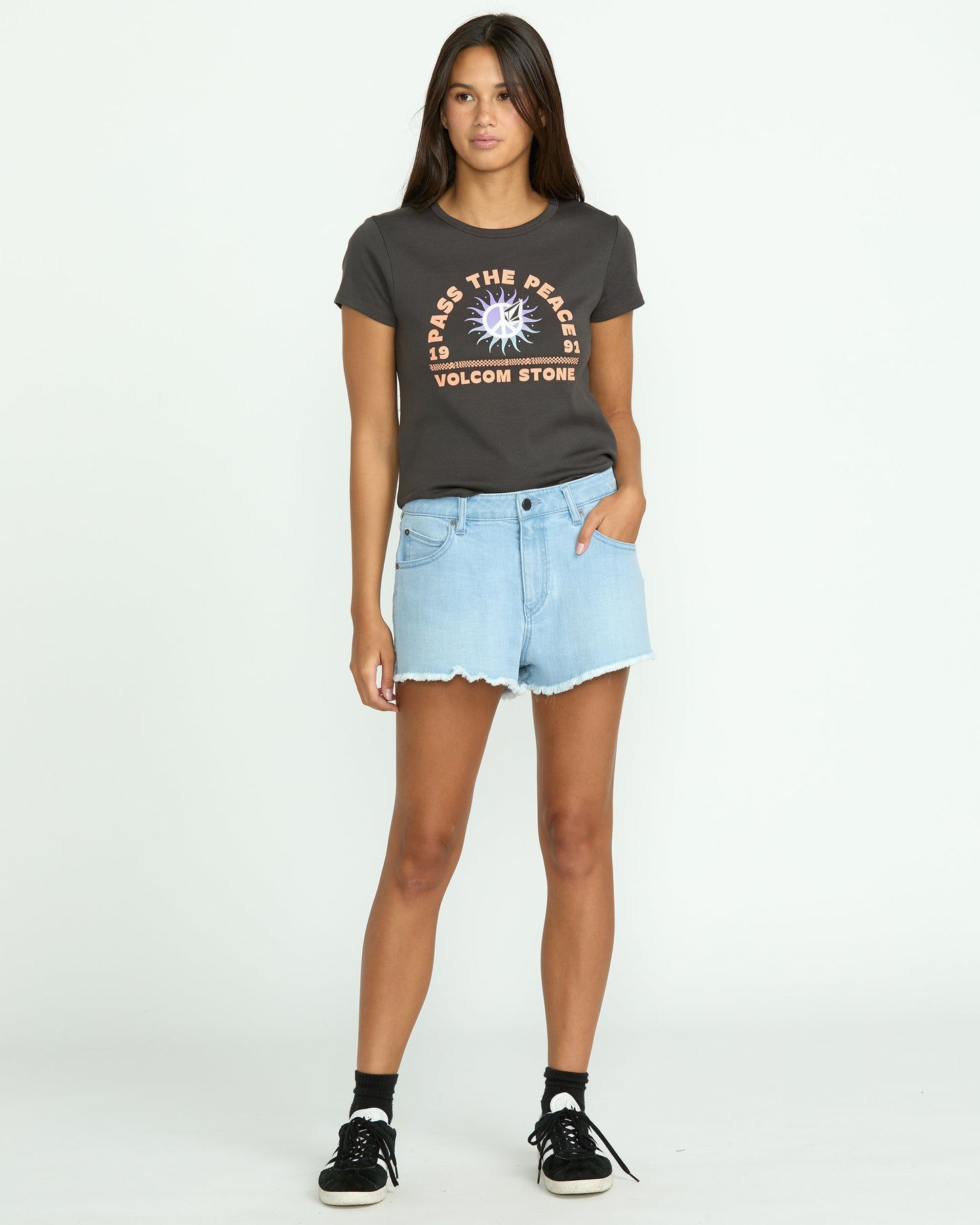 Women's 1991 Stoned Denim Shorts-Blue Drift-Volcom