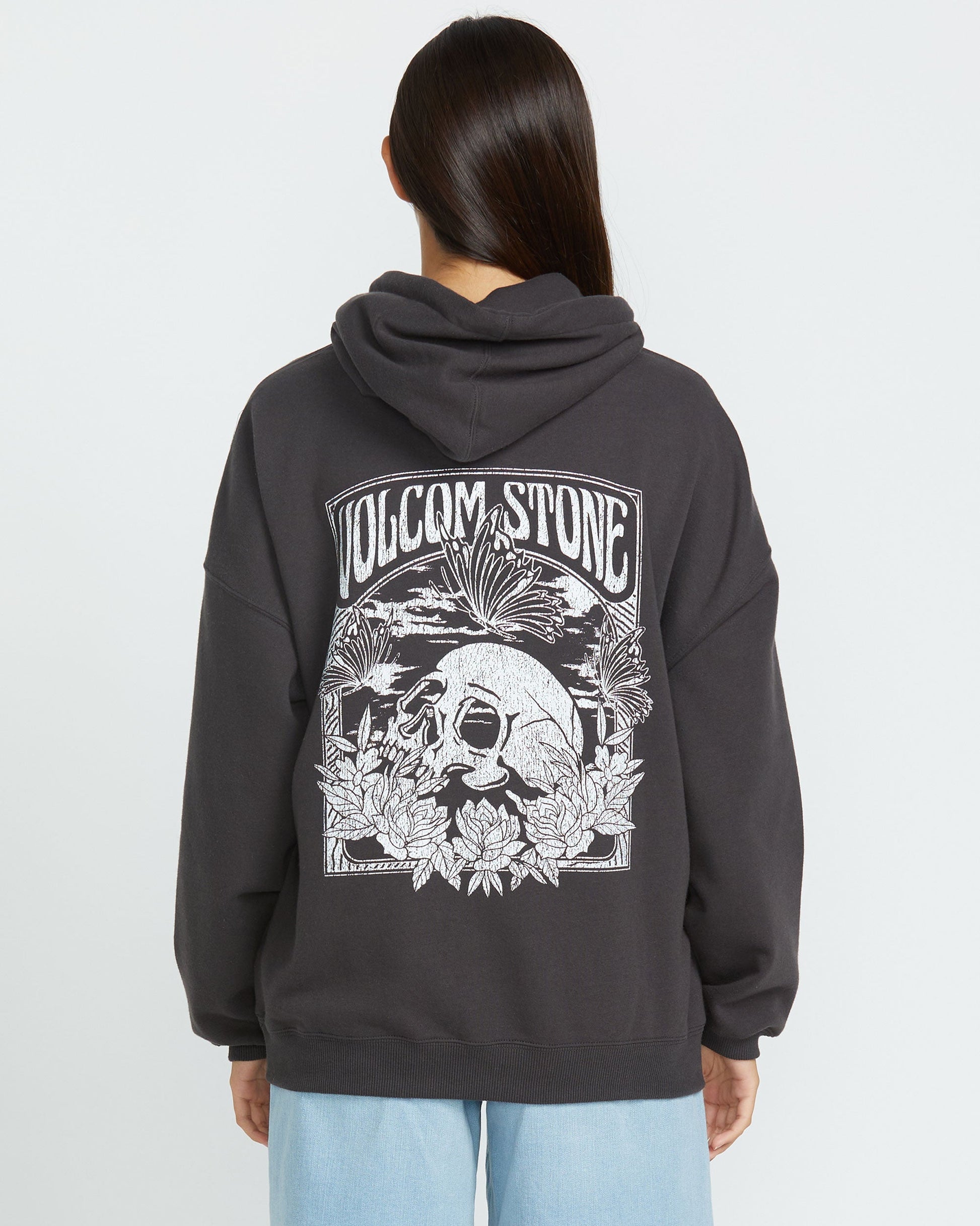 Women's Stone Art Up Hoodie-Vintage Black-Volcom