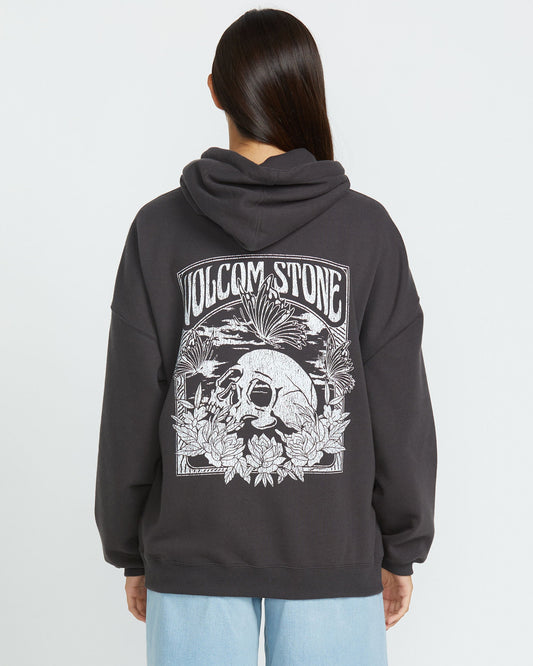 Women's Stone Art Up Hoodie-Vintage Black-Volcom